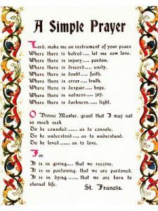 Simple Prayer by Saint Francis of Assisi Postcard