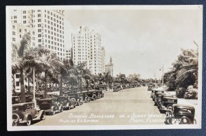 Mint USA Real Picture Postcard Miami Florida Biscayne Boulevard Sunny Water Day