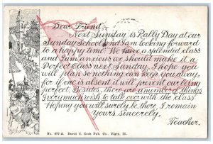 1910 Rally Day Sunday School Message Dixon Illinois IL Posted Antique Postcard