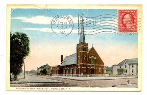 NY - Herkimer. Polish Church, Steel Street   (torn, worn)