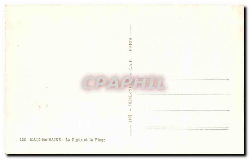 Old Postcard Malo Les Bains Beach and La Digue