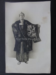 Studio Portrait Chinese Men's Silk Embroider Dragon Kimono Robe Gown RP Postcard 