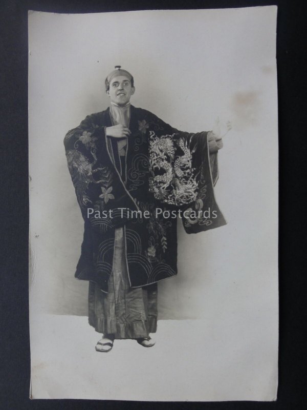 Studio Portrait Chinese Men's Silk Embroider Dragon Kimono Robe Gown RP Postcard