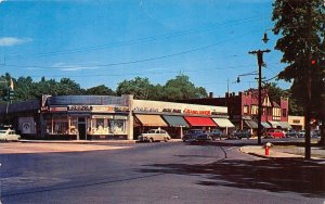 Ho-Ho-Kus New Jersey Shopping Center Scene, Drug Store Vintage Postcard U11227