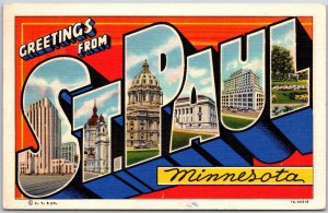 1938 Greetings From Saint Paul Minnesota MN Large Letter Posted Postcard