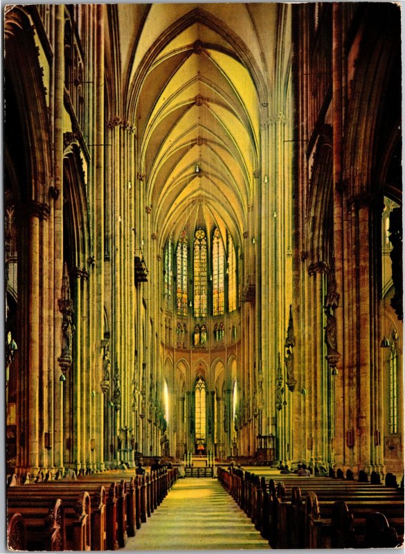 Postcard Germany Cologne Cathedral inside view