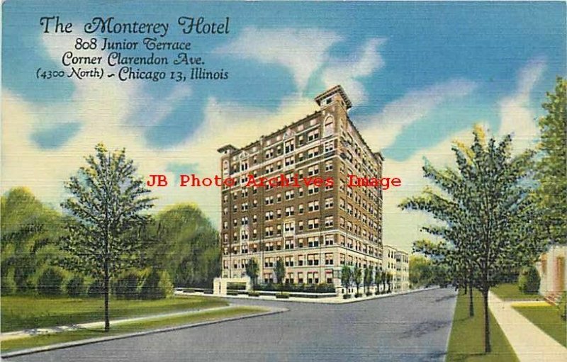 IL, Chicago, Illinois, Monterey Hotel, Exterior View, Curteich No 7B-H1392