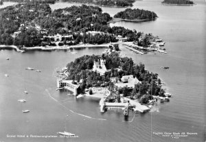 SALTSJOBADEN SWEDEN~GRAND HOTEL & RESTAURANGHOLMEN-OSCAR BLADH FLYPHOTO POSTCARD