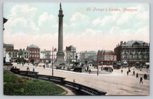 Postcard Liverpool England St George's Square Monument 1910s DB View