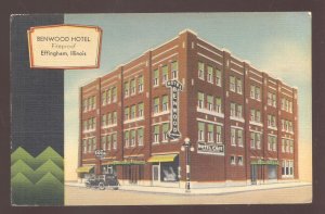 EFFINGHAM ILLINOIS BENWOOD HOTEL VINTAGE LINEN ADVERTISING POSTCARD