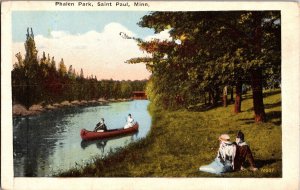 Canoe on Lake, Phalen Park, St. Paul MN Vintage Postcard N58 