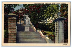 1949 Columbus Stone Government House Nassau Bahamas Vintage Postcard 