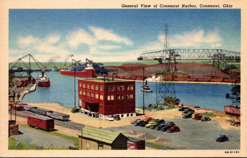 Ohio Conneaut General View Of Harbor Curteich