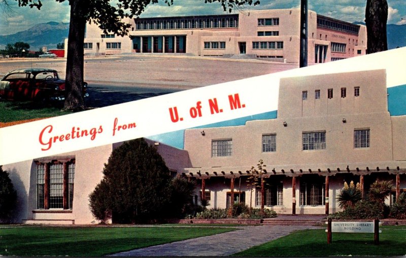 New Mexico University Of New Mexico Greetings Showing Johnson Gymnasium & Lib...