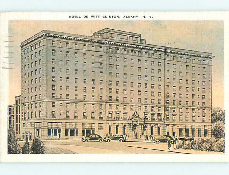 Linen OLD CARS & DEWITT CLINTON HOTEL Albany New York NY t0425