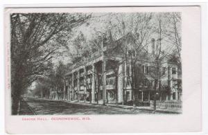 Draper Hall Oconomowoc Wisconsin 1905c postcard
