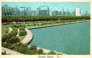 Postcard Skyline Looking North Shedd Aquarium Michigan Ave. Chicago Illinois IL