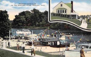 Fremont Yacht Club Sandusky River Ohio linen postcard