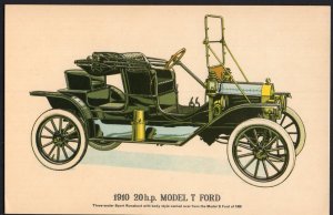 Classic Car Postcard 1910 20h.p. MODEL T FORD Three-seater Sport - Divided Back