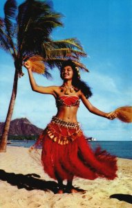 Hawaii Tahiatian Dancer Waikiki Chrome Postcard 03.96