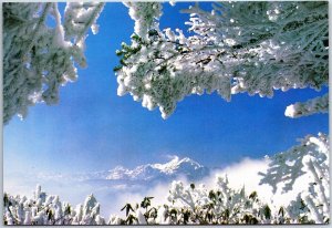 VINTAGE CHINA ILLUSTRATED MAXIMUM POSTCARD SICHUAN SCENERY SNOW ON MOUNT ERLANG