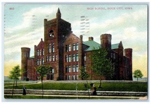 1909 High School Building Campus Sioux City Iowa IA Posted Antique Postcard