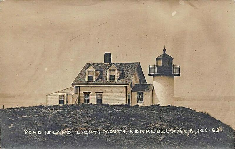 Pond Island Lighthouse Kennebec River ME #63 Real Photo Postcard