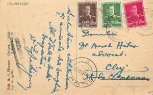 Romania Baile Calimanesti 1945 censored postcard royalty stamps