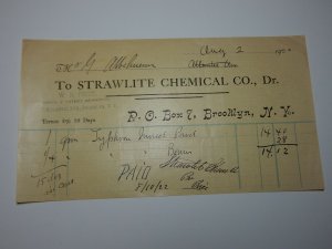 1922 Strawlite Chemical Co Brooklyn New York Powders Letterhead