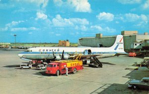 Chicago IL O'Hare Airport United Airlines Plane Shell Fuel Truck Postcard