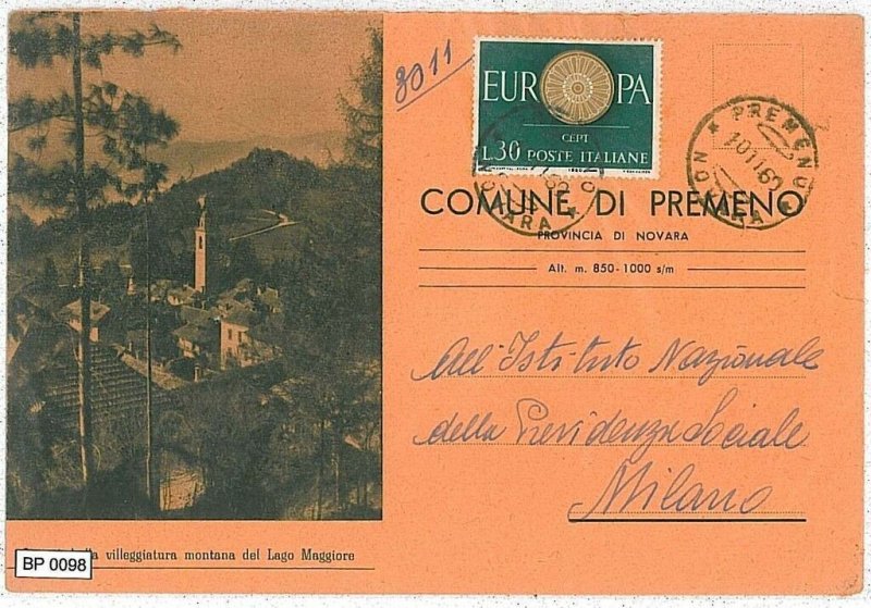VINTAGE POSTCARD: MUNICIPAL ENVELOPE - NOVARA: PREMENO-