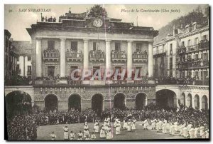 Postcard Old San Sebastian Plaza de la Constitucion A fiesta