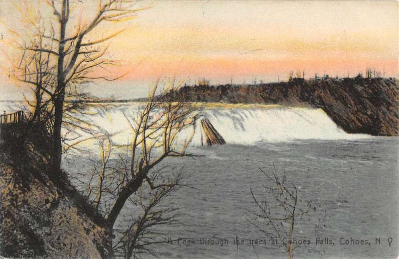 Cohoes New York Water Falls Scenic View Antique Postcard K90127