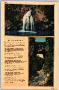 In Old Virginia Poem Landscape Waterfall And Tunnel Postcard