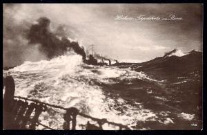 GERMANY Torpedo Boat in Storm on High Seas used c1915