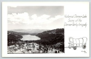 Donner Memorial State Park California~Birdseye~Covered Wagon~1950s RPPC 