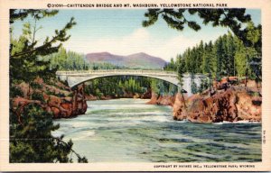 Postcard Yellowstone -  Chittenden Bridge and Mt. Washburn