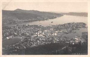 Bergen Norway Aerial View Real Photo Antique Postcard J46638