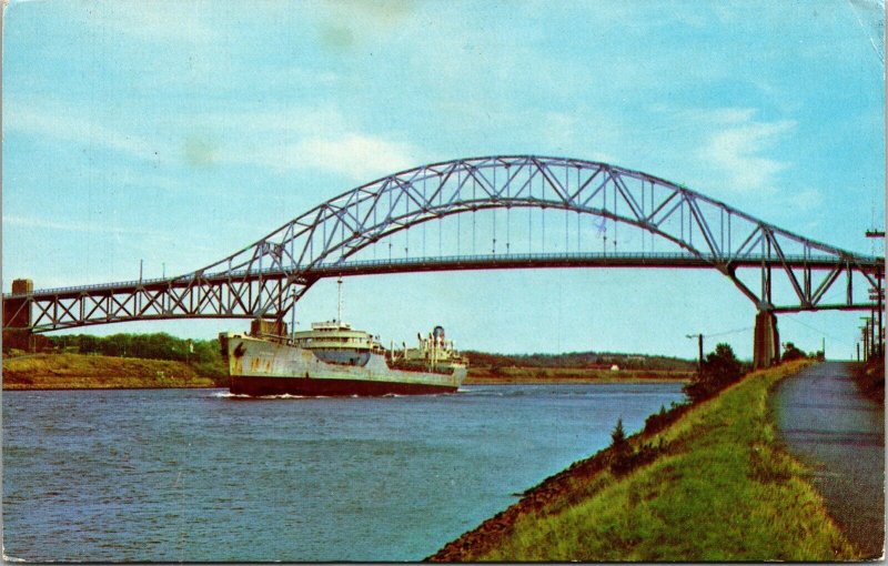 Sagamore Bridge Cape Cod Canal Massachusetts MA Postcard PM Bridgewater CT WOB 