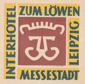 Germany Messestadt Leipzig Interhotel Zum Loewen Vintage Luggage Label sk2065