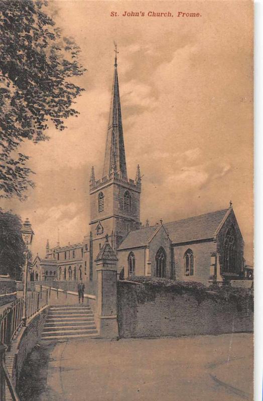 Frome England St Johns Church Exterior View Antique Postcard J61126