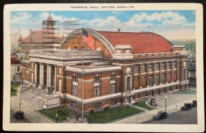 Vintage Postcard 1937 Memorial Hall, Dayton, Ohio (OH)