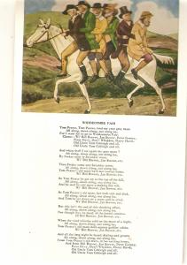 People on white horse to Widdecombe Fair.Poem Curious antique English Valenti