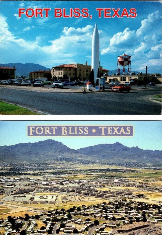 2~4X6 Postcards TX Texas  FORT BLISS  Rocket~Water Tower  ARMY BASE AERIAL VIEW