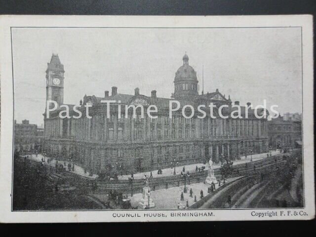 BIRMINGHAM x 3 Old Postcard Town Hall COUNCIL HOUSE GPO & New Street by F.F.& Co