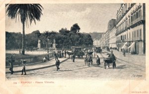 Vintage Postcard Napoli Piazza Vittoria Plaza Square Naples Italy