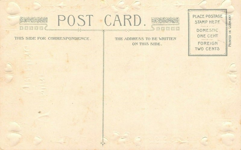 LP44 Valentine's Day Postcard Winsch Publisher Woman pink dress blue jacket