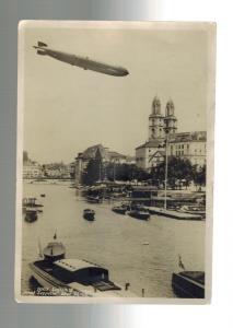 Mint RPPC Graf Zeppelin Flying Over Zurich Switzerland Real Picture Postcard