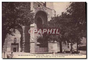 Postcard Old St Ste Manimin Baumex Var main entrance of the Basilica and the ...