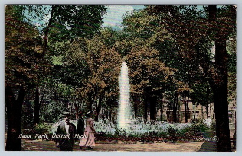Fountain, Cass Park, Detroit Michigan, 1909 S.H. Knox Postcard, Local Publisher